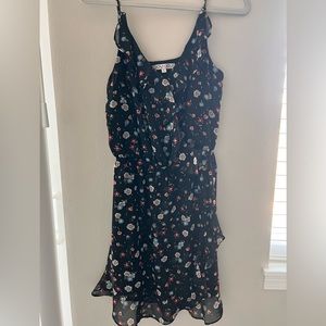 Black floral ruffle sundress